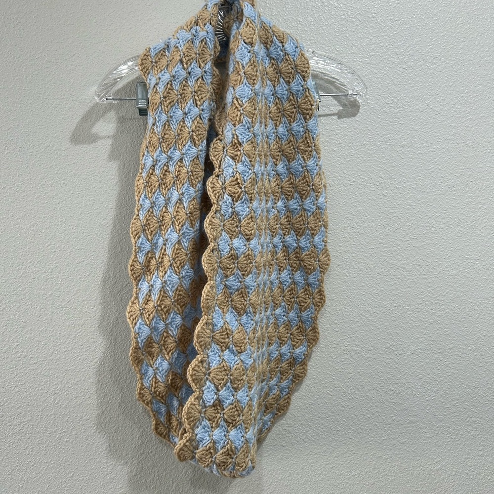 Handmade Crochet Blue/Gray Wrap Scarf NEW
